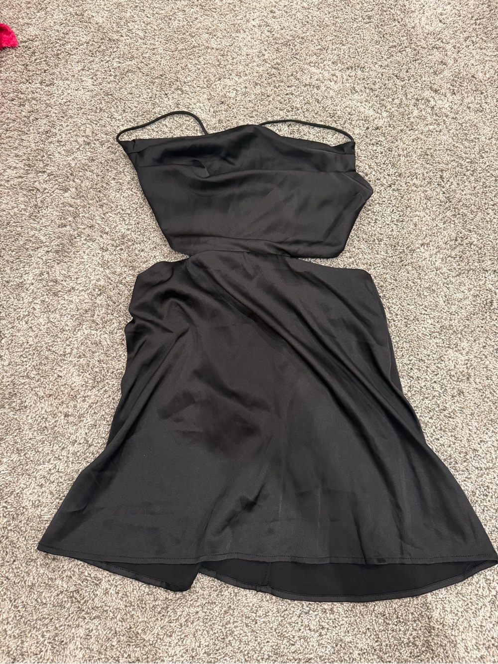 Black Cutout Slip Dress with Spaghetti Straps